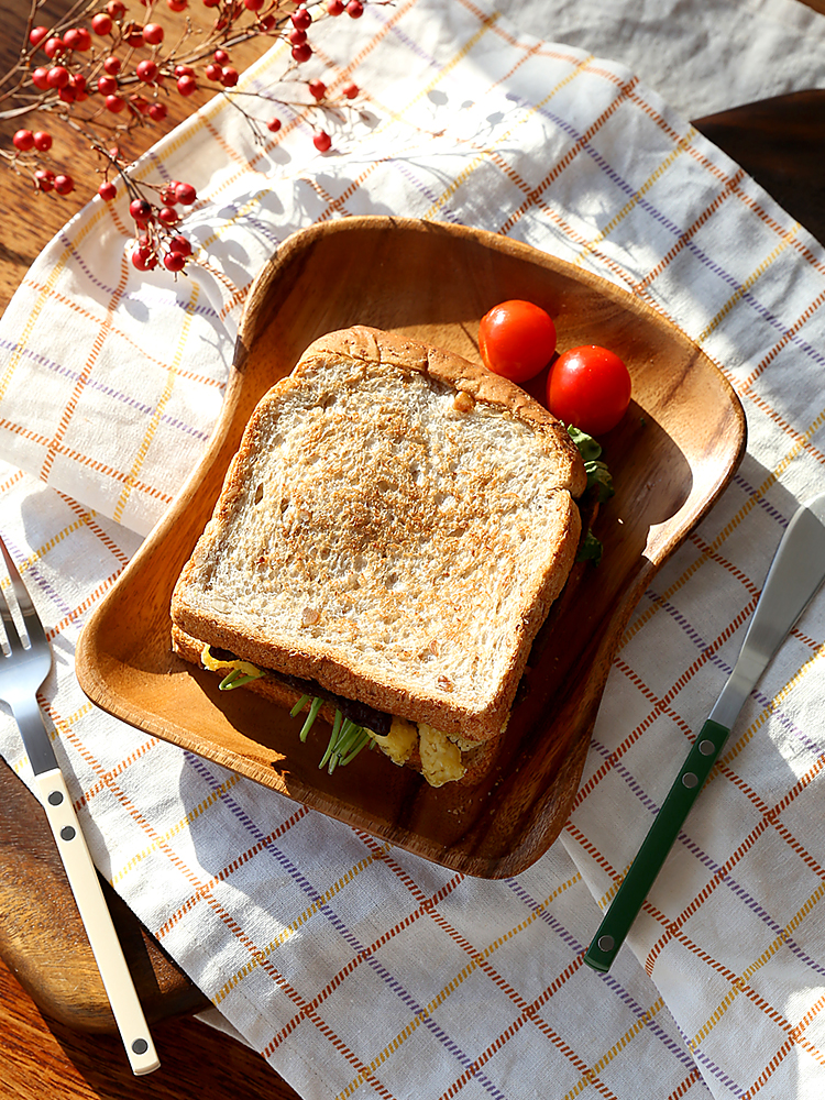 귀여운 우드 식빵접시 샌드위치 브런치 나무 디저트 플레이트